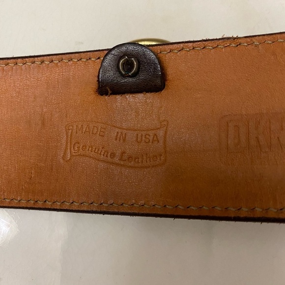 DKNY Brown Leather Belt with Gold Buckle